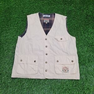 Vintage Adirondack Rugged Snap Vest Large 23x26 Plaid Lined